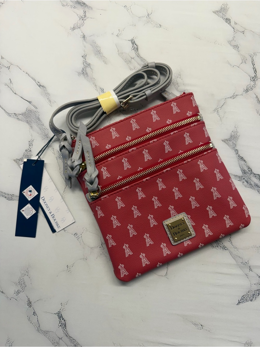 Dooney & Bourke Red Crossbody Bag with Angels Baseball ⚾️ Print